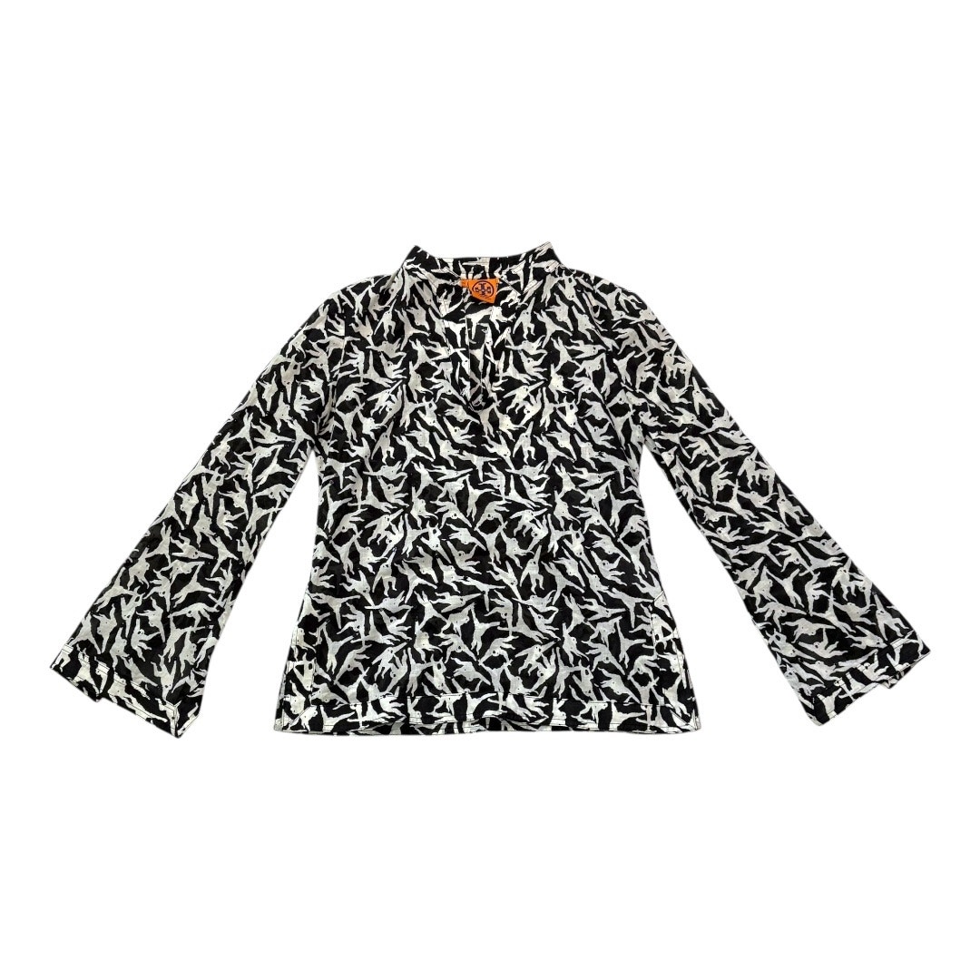Tory Burch Long Sleeve Tunic Top - Size 4 - Like New - Ivory & Black Print